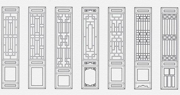 六合常用中式仿古花窗图案隔断设计图