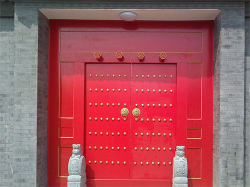 六合中国传统四合院系列朱红色中式木制大门木作
